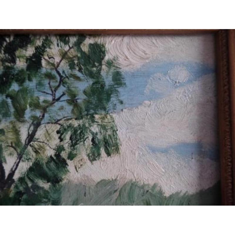 Te koop impressionistisch schilderij van stoomtrein