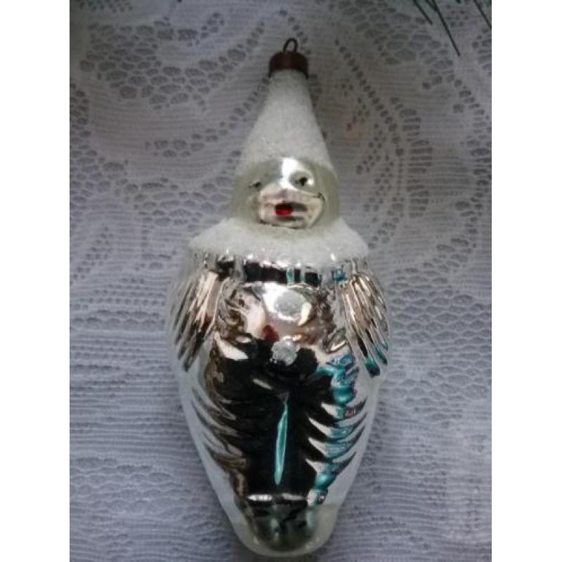 Oude antieke kerstbal clown/pierrot kerstversiering nr 2