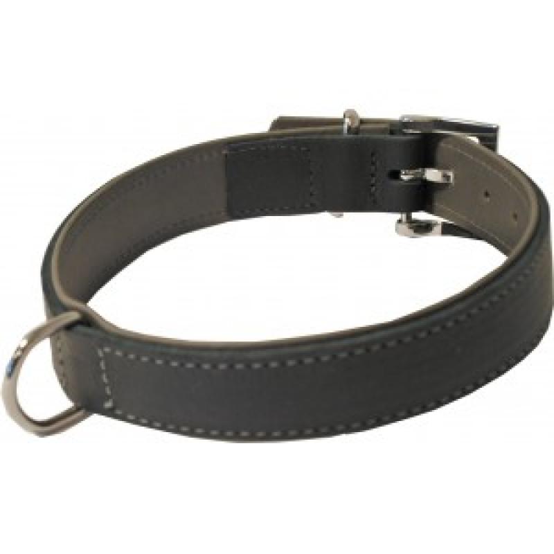 Boon Soft Leren Halsband Zwart Grijs 40 cm Hond Halsbanden