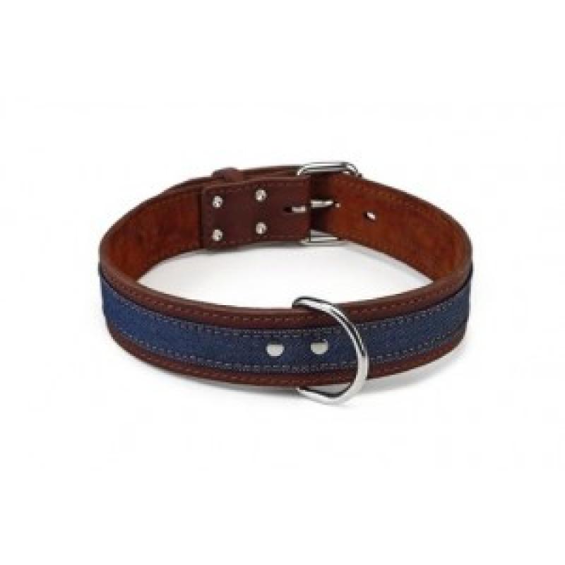 Hond Halsbanden Beeztees Leren Halsband Denim Bruin voor de hond 70 cm