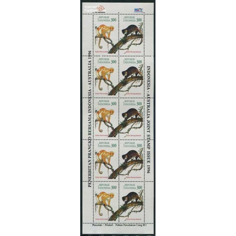 Indonesia Australia, monkeys minisheet, smaller version