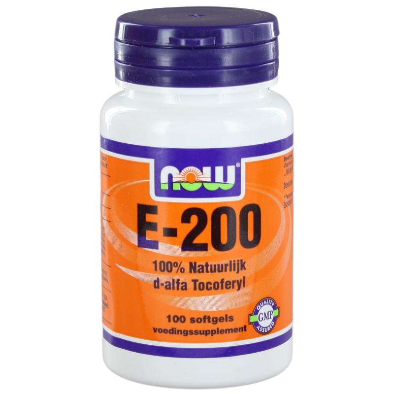 E 200 d alfa Tocoferyl (100 softgels) NOW Foods