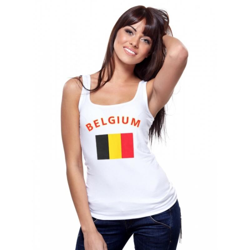 Shoppartners Belgische vlag tanktop t shirt voor dames Landen versiering en vlaggen
