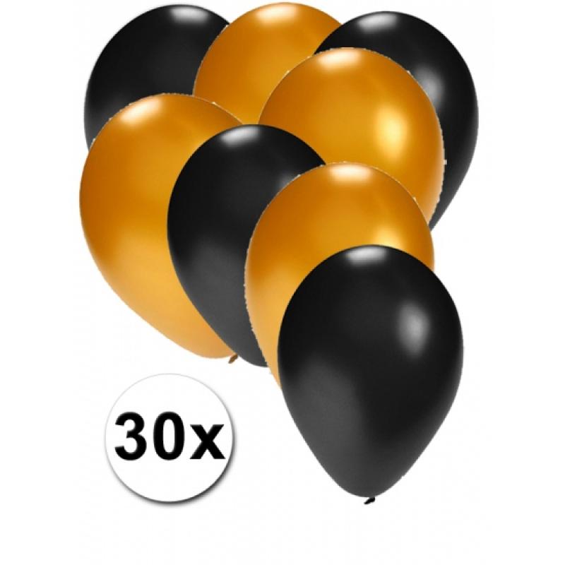 Fun Feest party gadgets Zwarte en gouden ballonnen 30 stuks Feestartikelen diversen