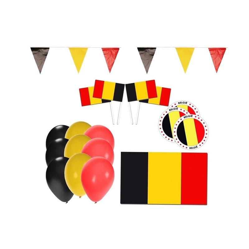 Landen versiering en vlaggen Belgie supporter versiering pakket