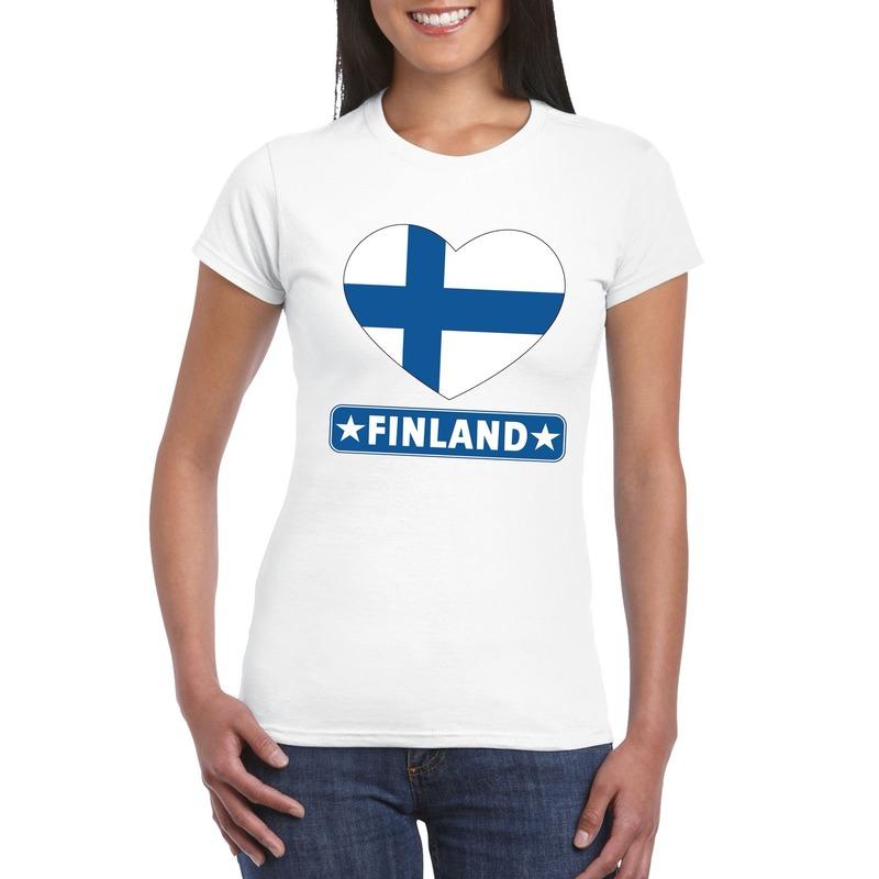 Finland hart vlag t shirt wit dames Shoppartners voordeligste prijs