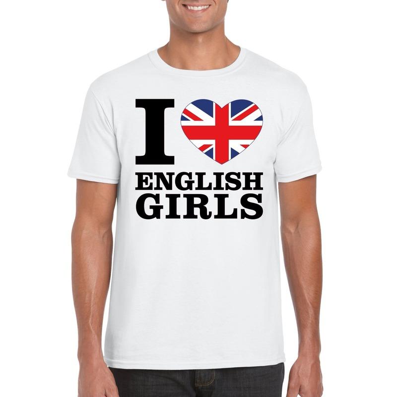 Landen versiering en vlaggen Shoppartners I love English girls t shirt wit heren