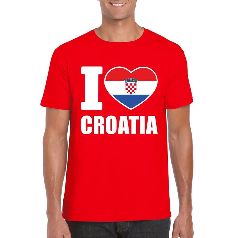 Rood I love Kroatie fan shirt heren Shoppartners Landen versiering en vlaggen